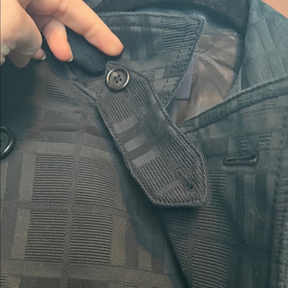 Burberry Black Plaid Pea Coat 12 - Picture 5 of 7